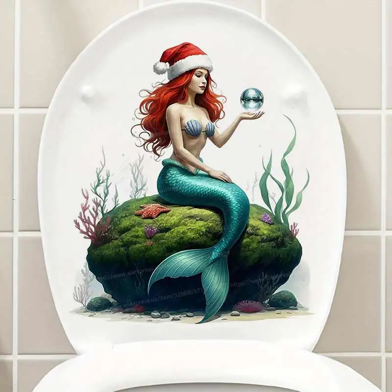Beautiful Mermaid Wall Sticker Bathroom Toilet Decor Living Room Cabinet Refrigerator Home Decoration Decals Stickers S827