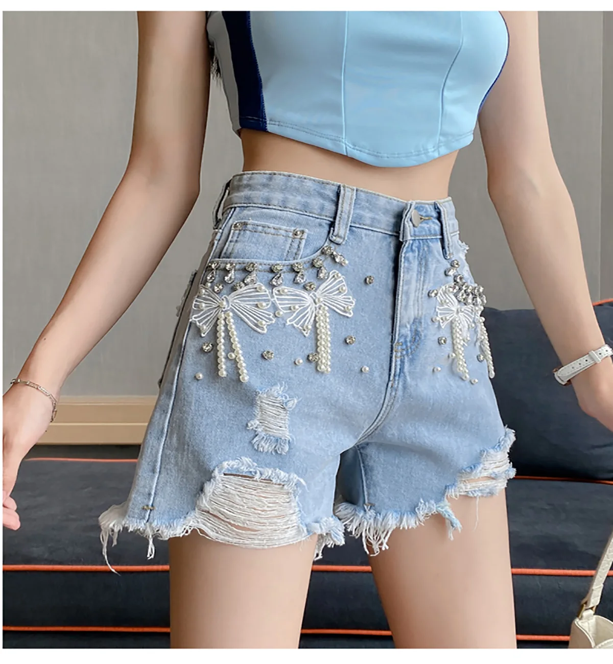 

Gyaru Fashion Girl Jorts Retro Denim Mini Shorts Y2K Streetwear Hot Pants 2025 Pearls Bow Sexy Skirt Shorts Jeans Mujer Faldas