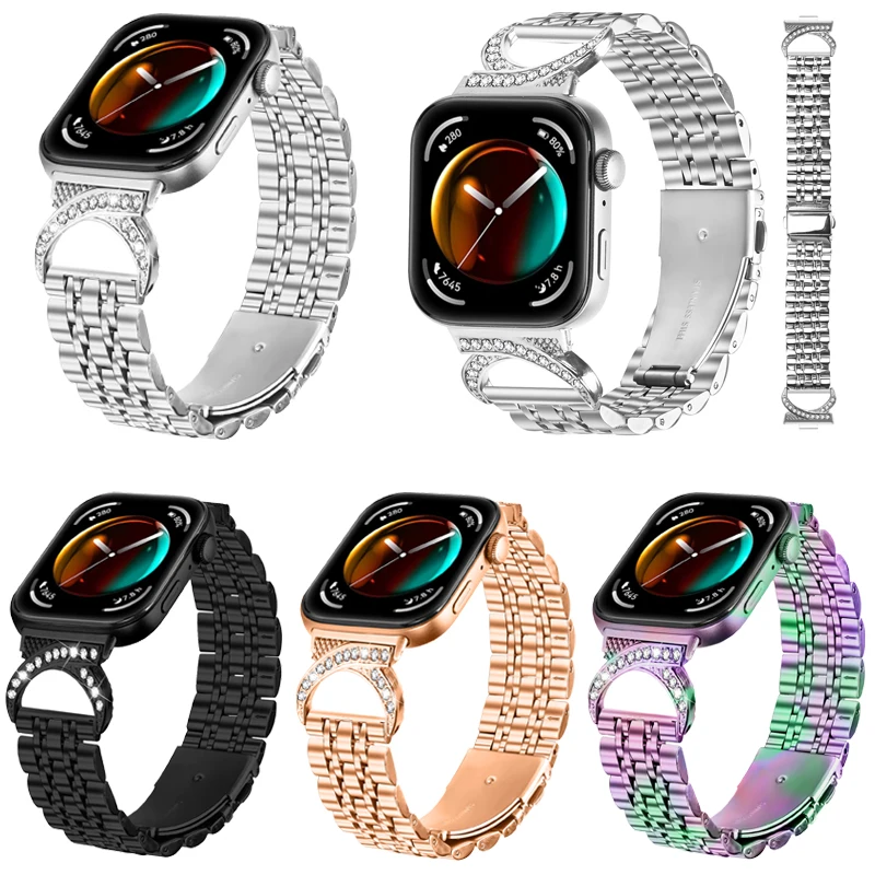 Replacecment Bandf or Huawei Watch Fit 3/Fit 4/Fit 4 Pro for Women Men,Metal Stainless Steel Wristband Adjustable Bracelet Strap