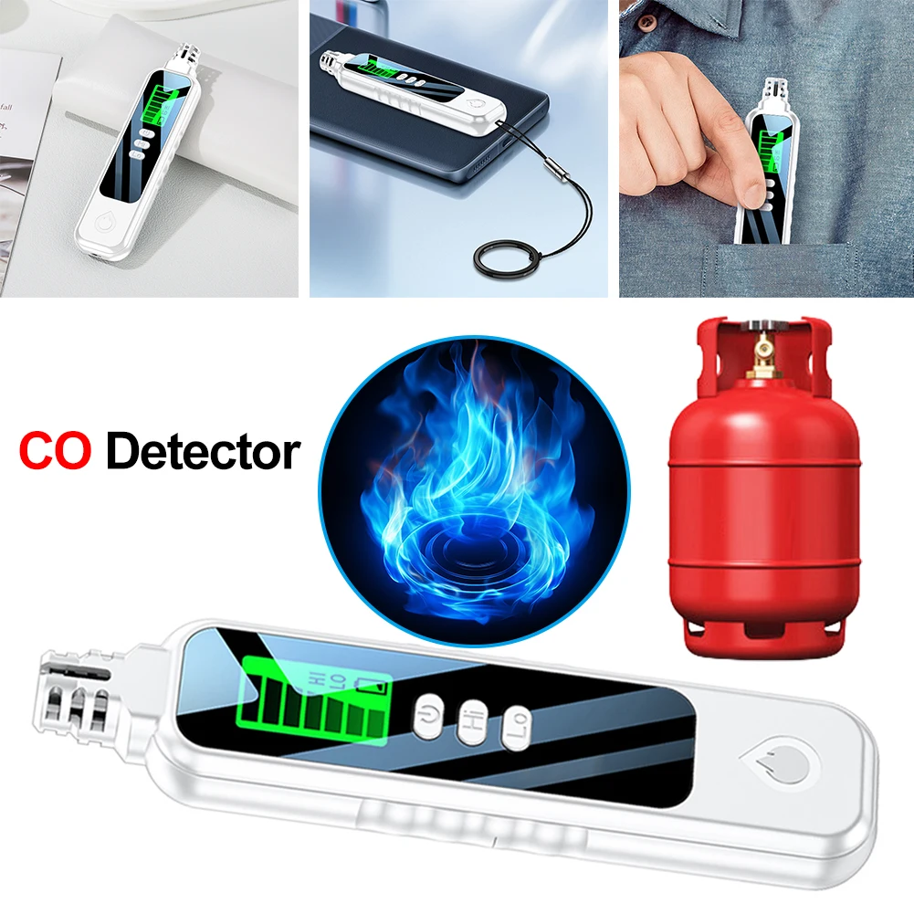 

CO Tester Portable Electrochemical Sensor 1.1inch LCD Screen Carbon Monoxide Detector Sound Lihgt Alarm Low Battery Reminder