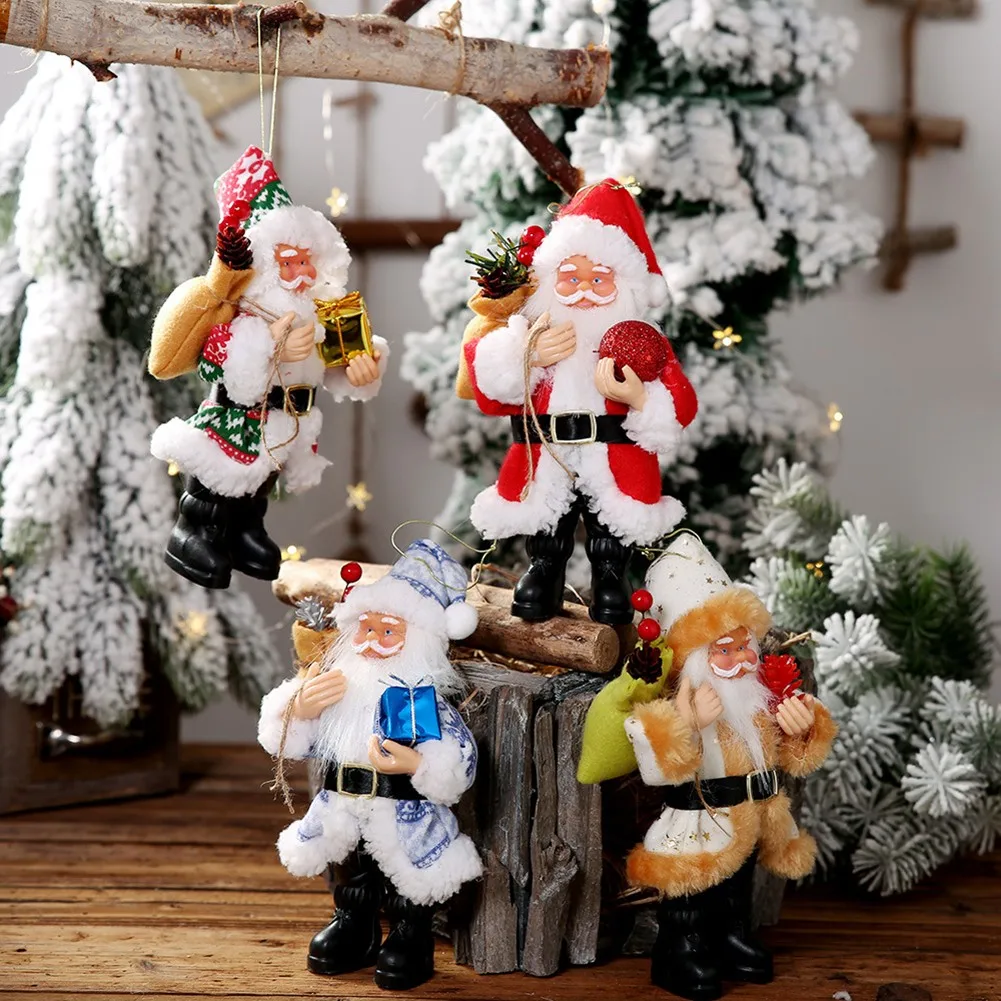 1pc Santa Claus Standing Pose Doll Christmas Tree Pendant Decoration Christmas Decor Home Decor Gifts For Children 20cmx12cm