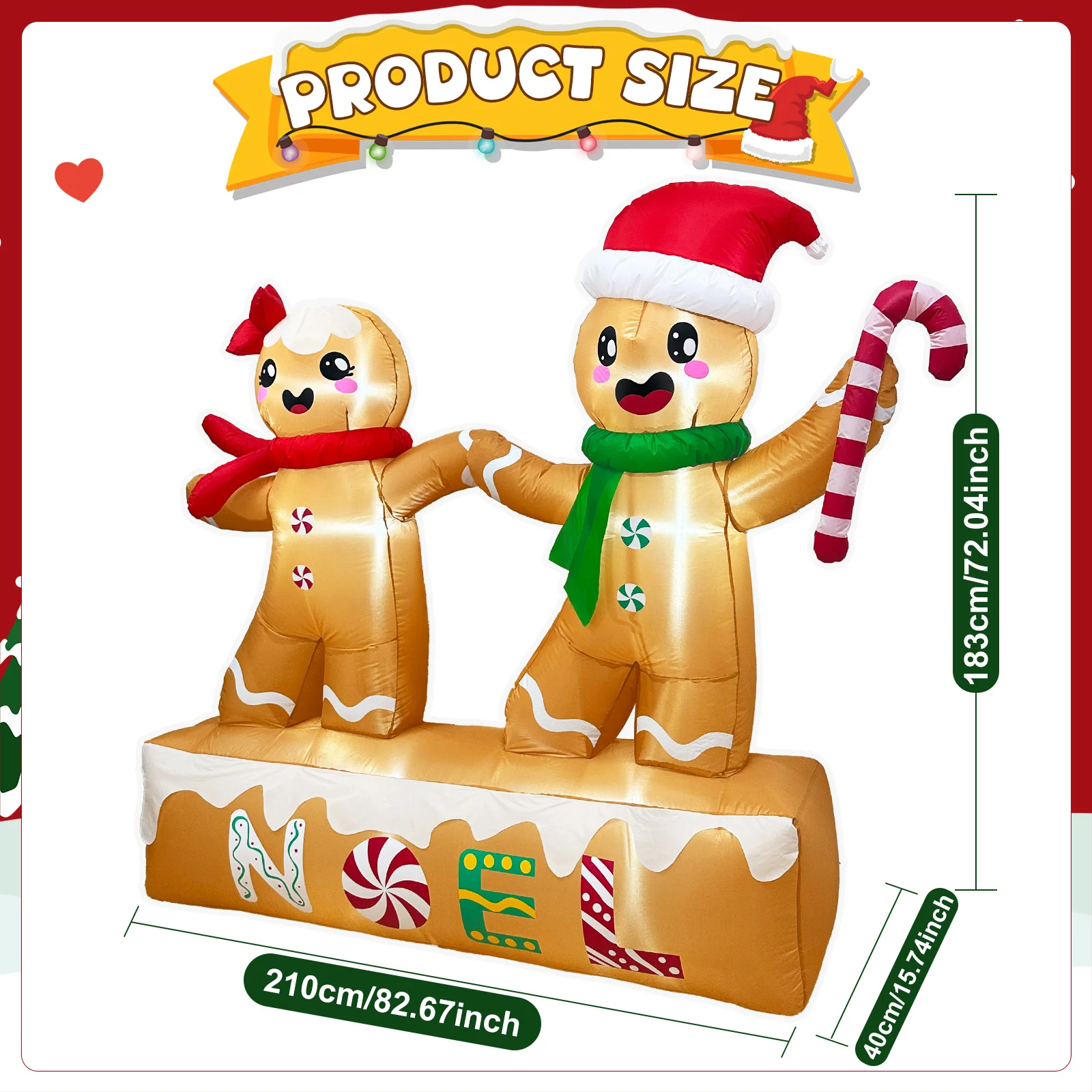 Christmas Inflatable Outdoor Decoration,6FT Couple Gingerbread Men Christmas Inflatables Outdoor Decor, Christmas Blow Up Decor