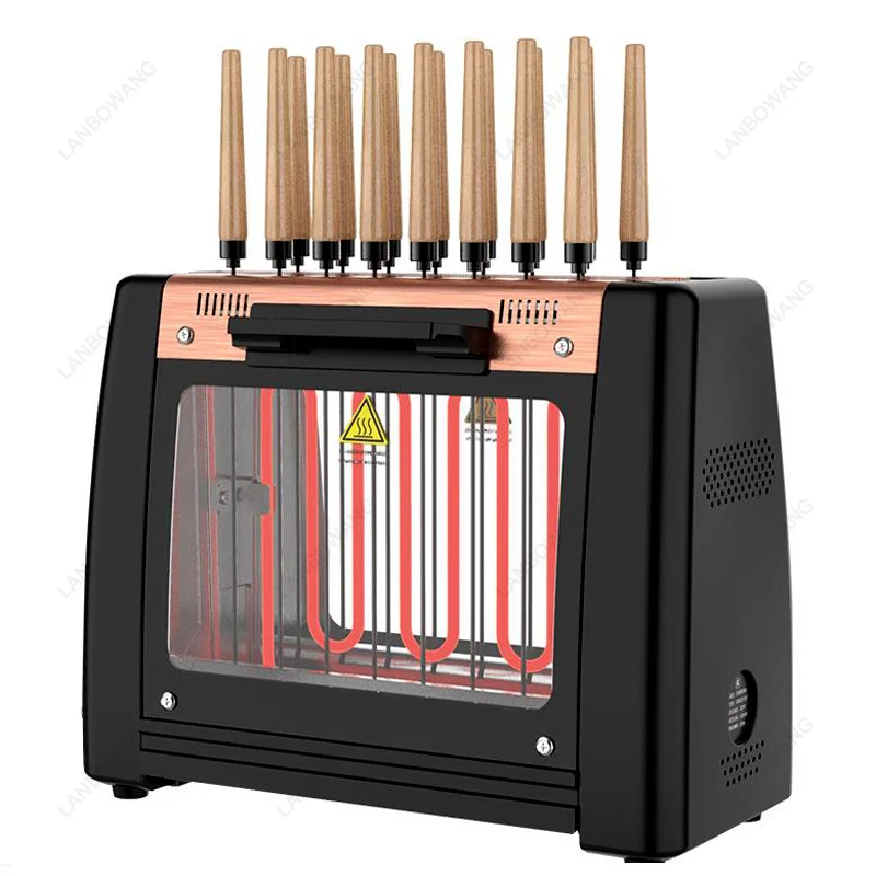1200W Smokeless Automatic Rotating Skewer BBQ Grill, 220V Electric Kebab Machine with 360° Rotation for Home Use
