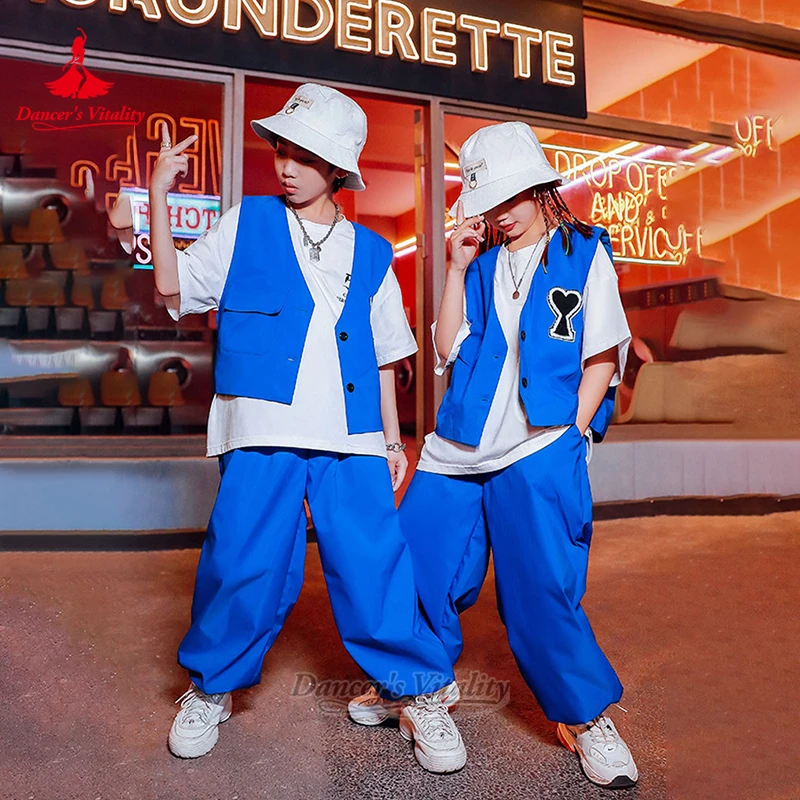 Child&Adolescents Hip-Hop Breaking Locking Swag Dance Training&Perform T-Shirt+Trousers+Waistcoat 3-piece Sets Dancer's Vitality