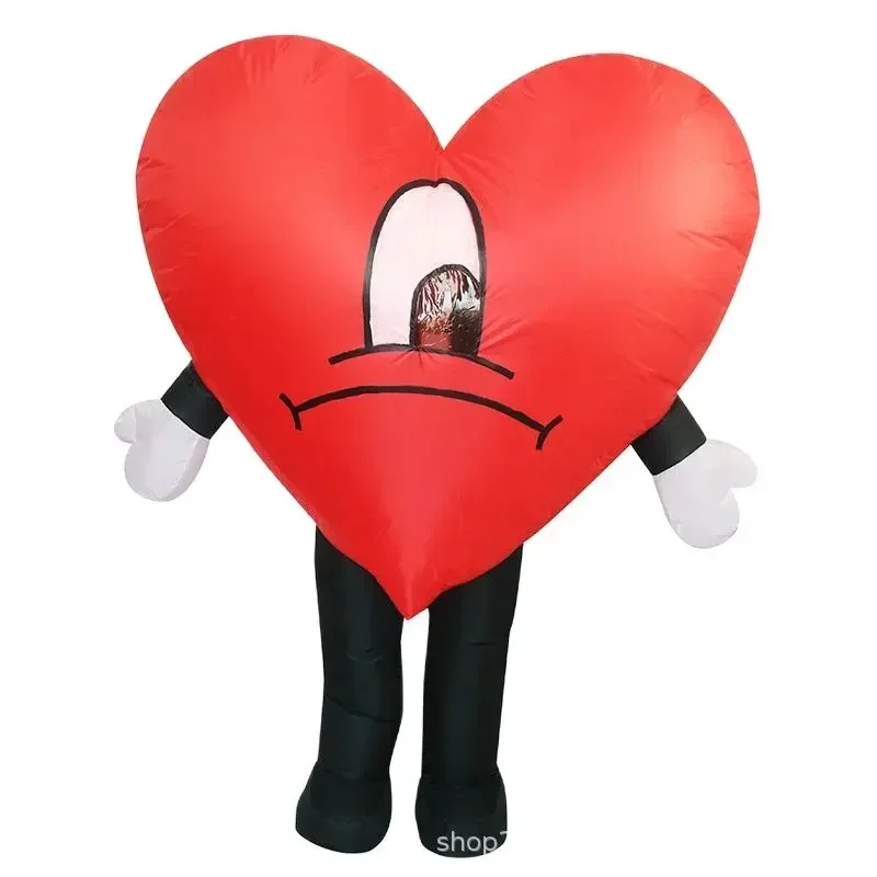 Valentine's Day Party Supply Love Heart Inflatable Costume Adult Festival Atmosphere Props Stage Outfit Men Women Surprise Wear