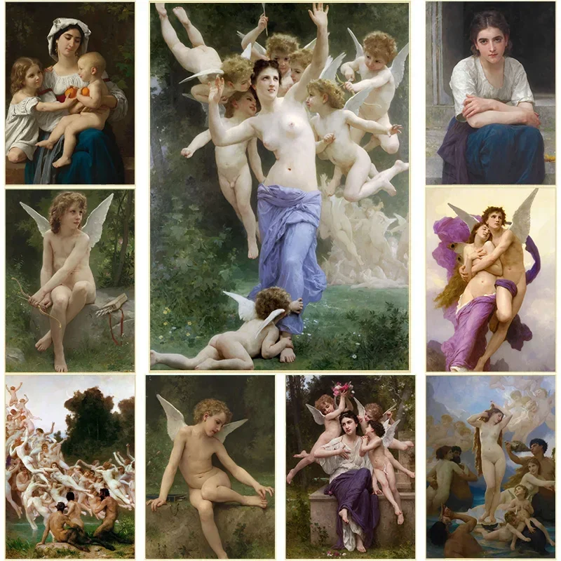 Artist William Bouguereau Classic Artwork Poster Canvas Oil Painting Woman Figure Wall Art For Living Room Home Decoration