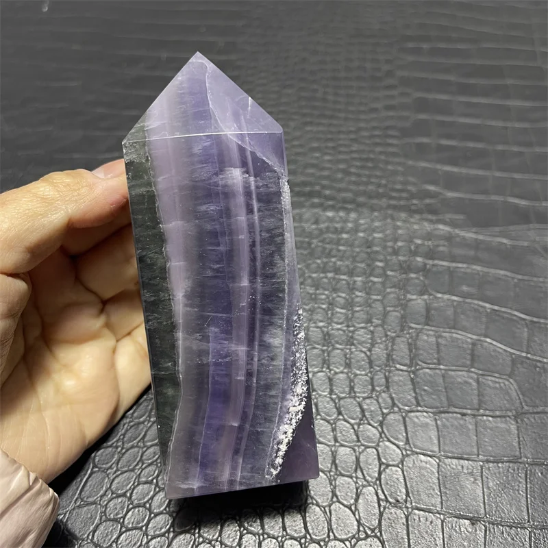 580g Natural green purple transparent fluorite points polished healing