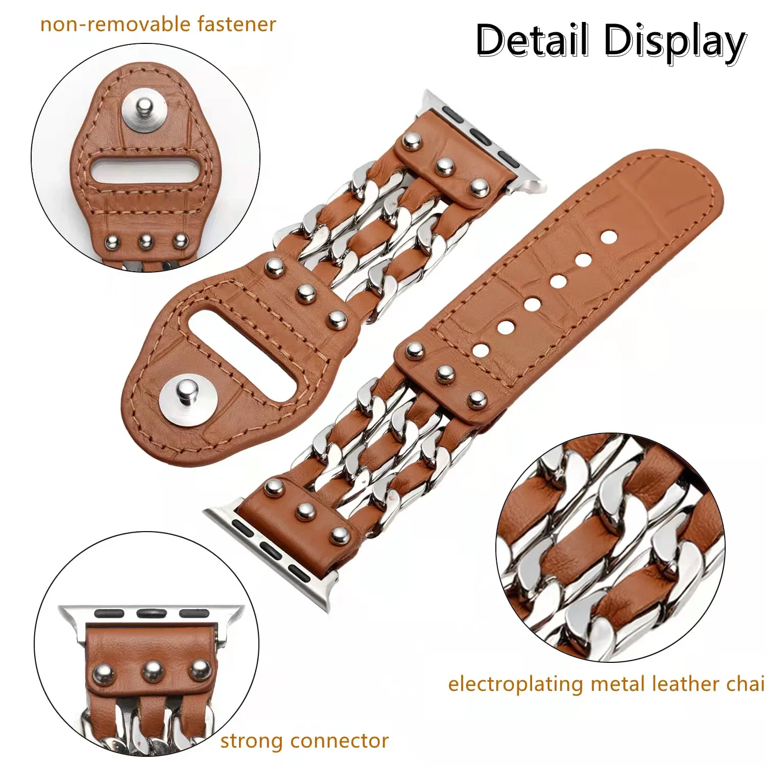 حزام جلد ممتاز لساعة أبل ، سلسلة دنيم ، سوار معصم ، ألترا 2 ، 10 ، 9 ، 8 ، 7 ، 49 ، 45 ، 41 ، 6 ، 5 ، 4 ، SE ، 44 ، 40 ، 42