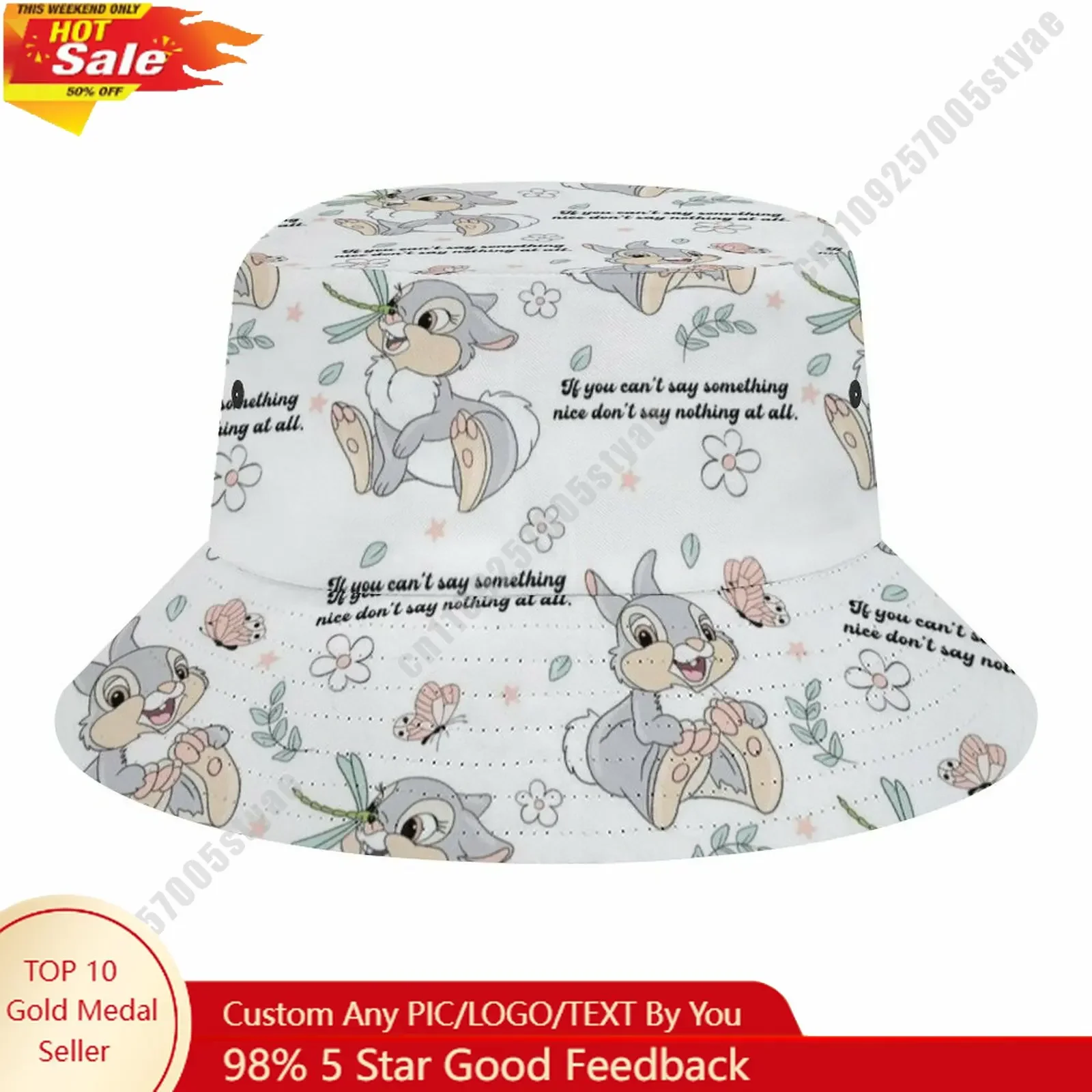 

Thumper Bucket Cap Disney Cartoon DIY Custom Your Graphic Design Fisherman Hat Holidays Gift Sun Protection Fashion Hat