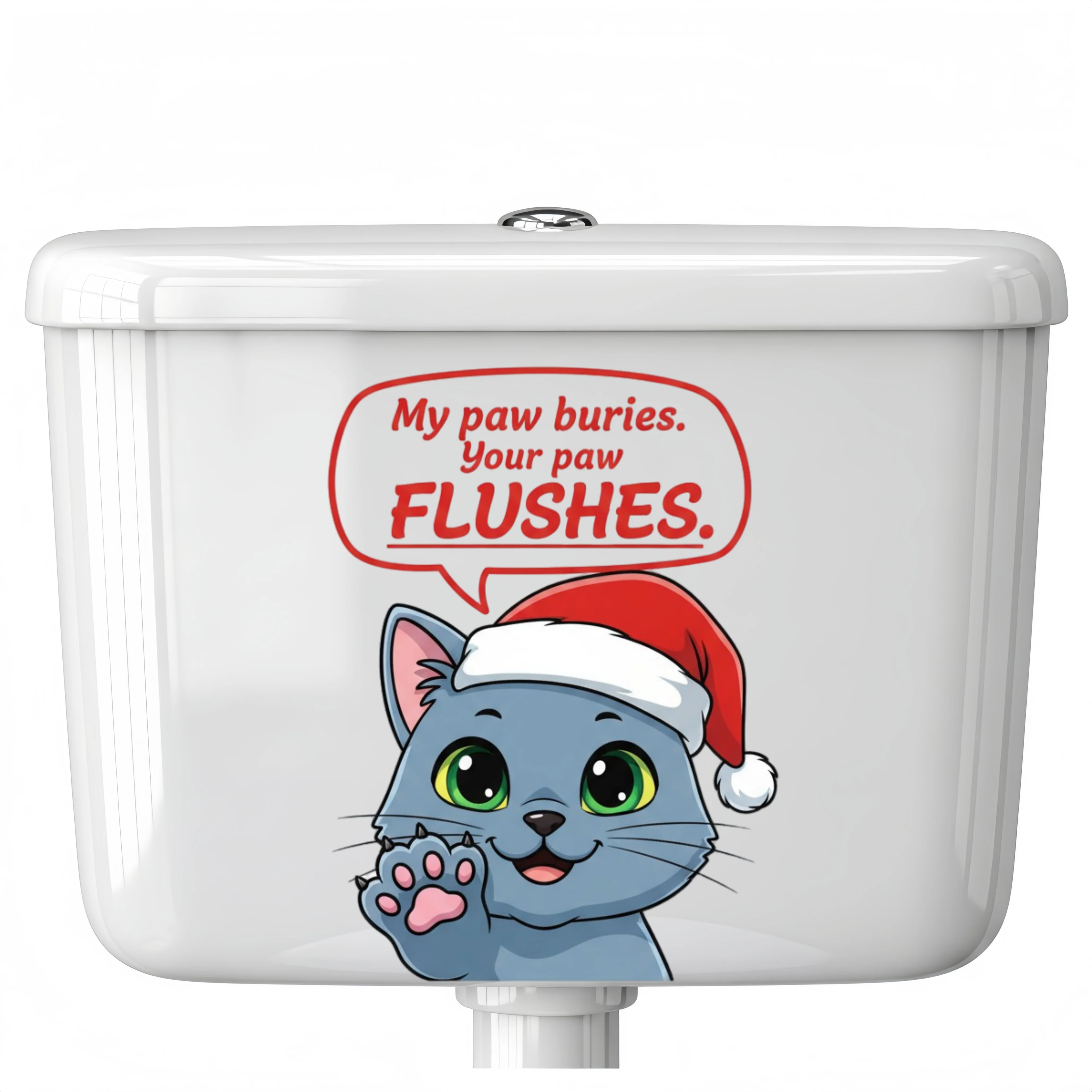 ملصق مرحاض مضحك لعيد الميلاد على شكل قطة لطيفة "My Paw Buries" تذكير المرحاض المتدفق، سهل الإزالة، ديكور حمام احتفالي رائع