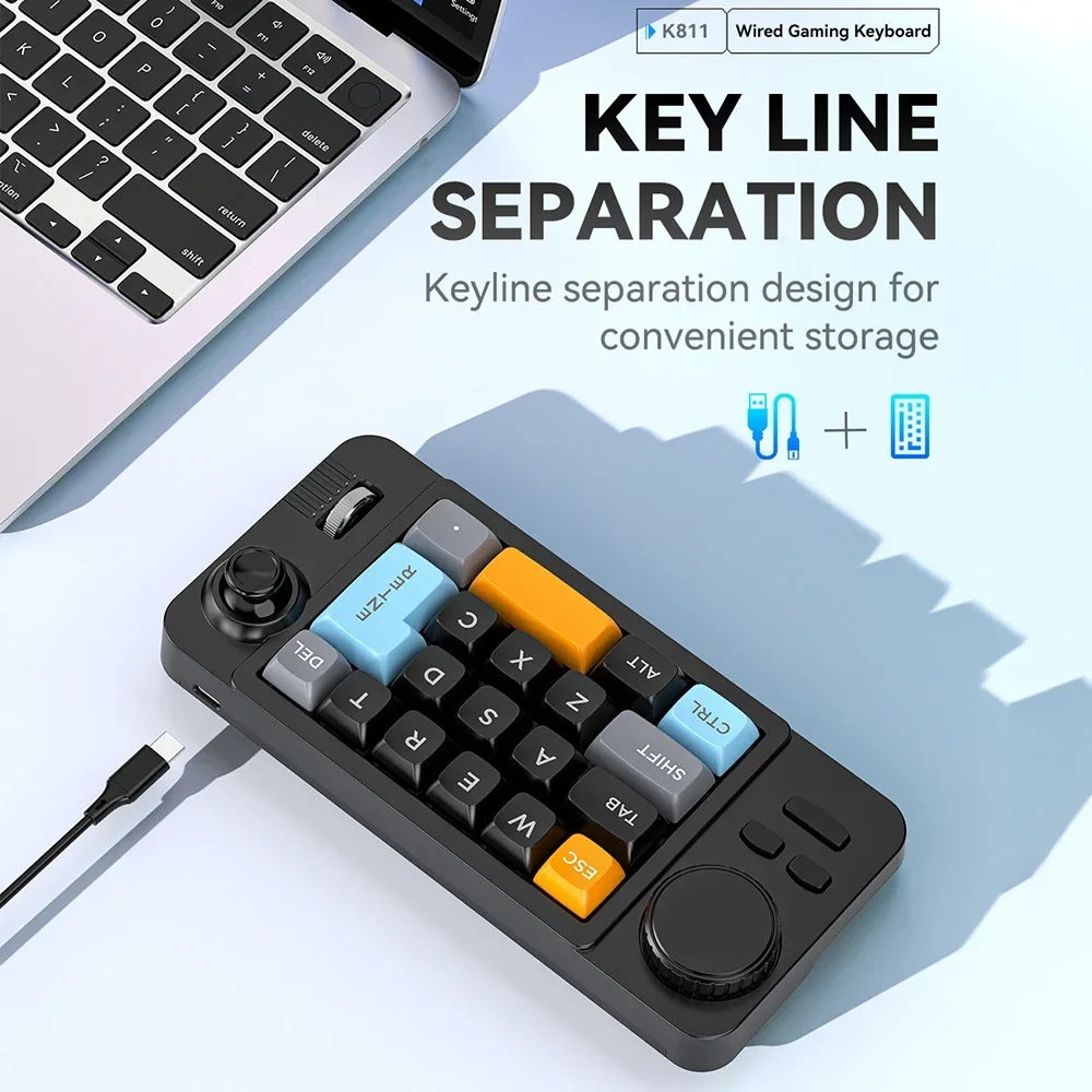 MKESPN Bluetooth Macropad Keyboard Hot Swap Wired with Volume Scroll Jostic 19Keys Custom Keypad for PC Accessories Macro Pad