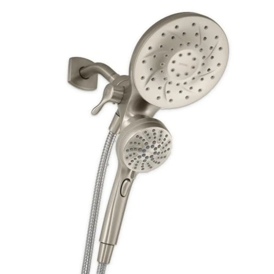

2-in-1 Combo Rain Showerhead with Detachable Handheld Spray Magnetic Docking Spot Resist Brushed Nickel Ideal for Modern Bathro
