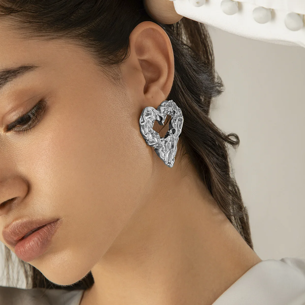 Pendientes de tuerca de corazón para mujer, aretes de pasador de acero inoxidable, tendencia 2024