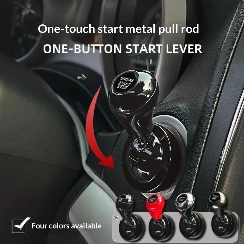 Car Push Start Button Decor Cover Durable ABS One Button Start Lever Trim Universal Fit for Auto Interior Upgrading