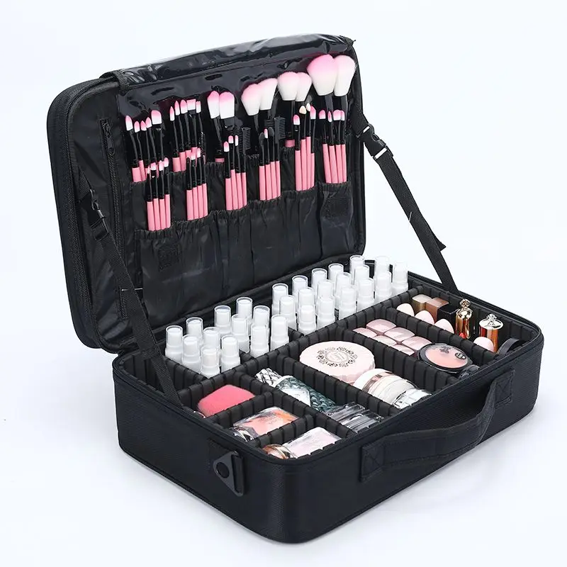 Large Fashionable Portable Professional Handheld Makeup Case with Makeup Bag Multifunctional Cosmetic Storage Box