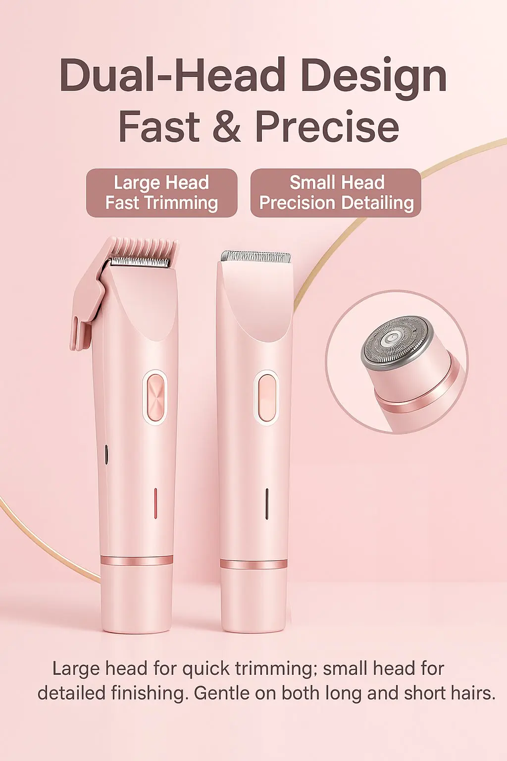 

Перезаряжаемая электробритва с двойной головкой для женщин, водонепроницаемая, безболезненная, для удаления волос всего тела, ног, рук, бикини и лица