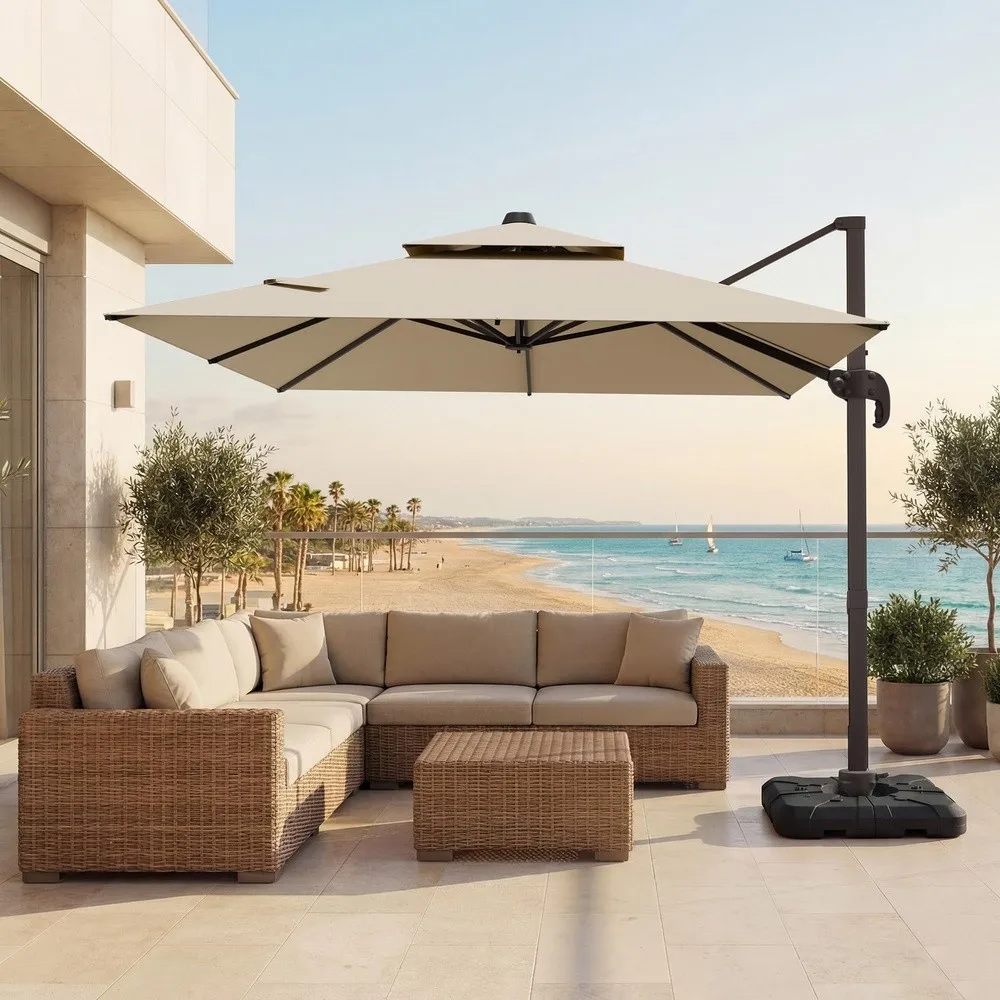10x10 FT Cantilever Patio Outdoor Umbrella with Base Included