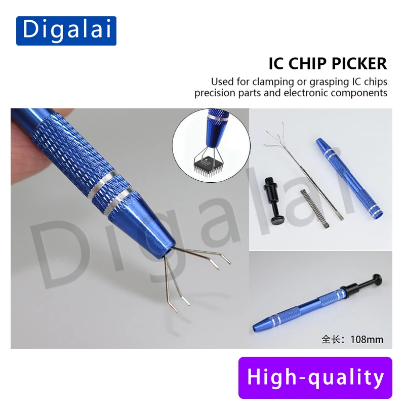 

IC Chip Extractor Electronic Component Parts Suction Pen With Bend Tweezers Catcher Pick Up Tool Metal Grabber Repair Hand Tools