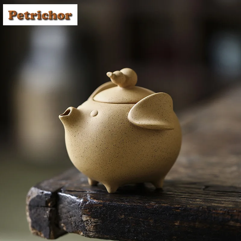 

160ml Purple Clay Fulu Little Flying Pig Teapot Japanese Tea Infuser Pot Tea Making Kettle With Strainer Tea Items Set Supplies