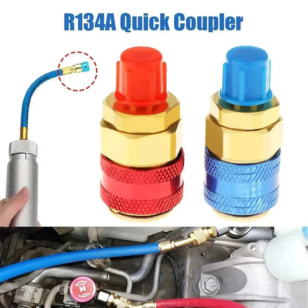 R134A Low High Auto Car Quick Coupler Connector Brass Conditioning Adjustable Air Adapters AC Car Manifold Gauge Refrigeran S8C2