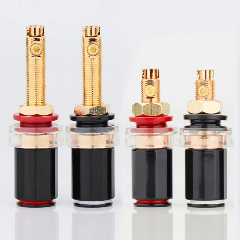 4Pcs Gold Plated Copper Speaker Binding Post Female Banana Connector HIFI Audio Amplifier Socket Terminal for 4mm Banana Plug