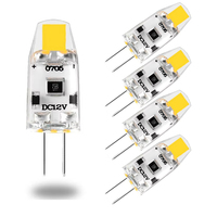 5 Pack G4 Cob Led Bulb Mini 12V DC 1.5W Equivalent 10W 15W T3 Halogen Lamp JC Bi-Pin Base for Indoor Outdoor Landscape Lighting