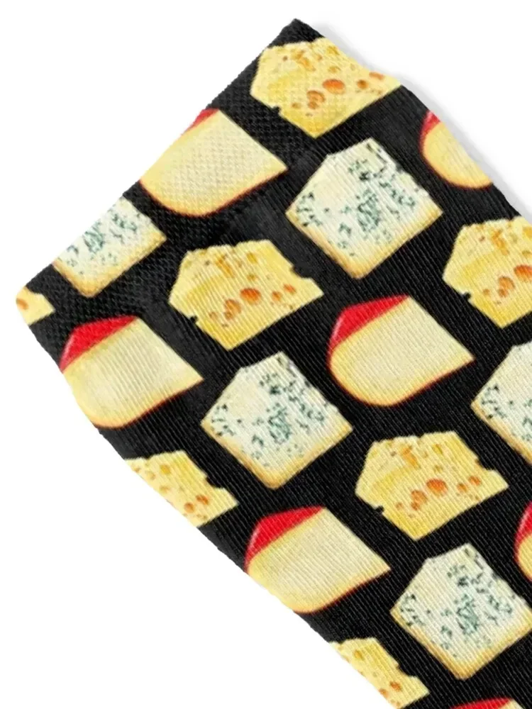 Cheese Pattern - Black Socks basketball Thermal man winter Socks Female Men's