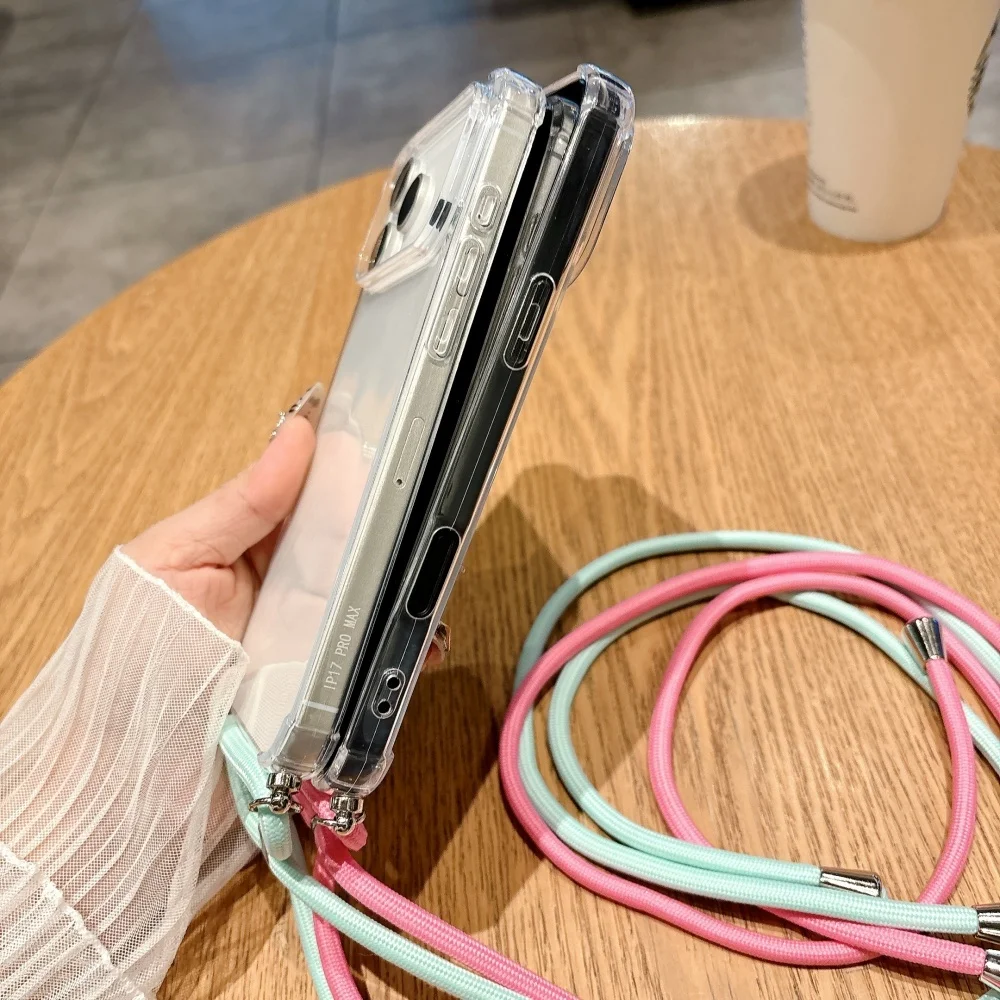 Crossbody-Lanyard-Klarsicht-Handyhülle für iPhone 18 17 16 15 14 13 12 11 Pro Max XR Xs 7 8 Plus Stoßfeste Silikon-Soft-TPU-Hülle – Detail 16