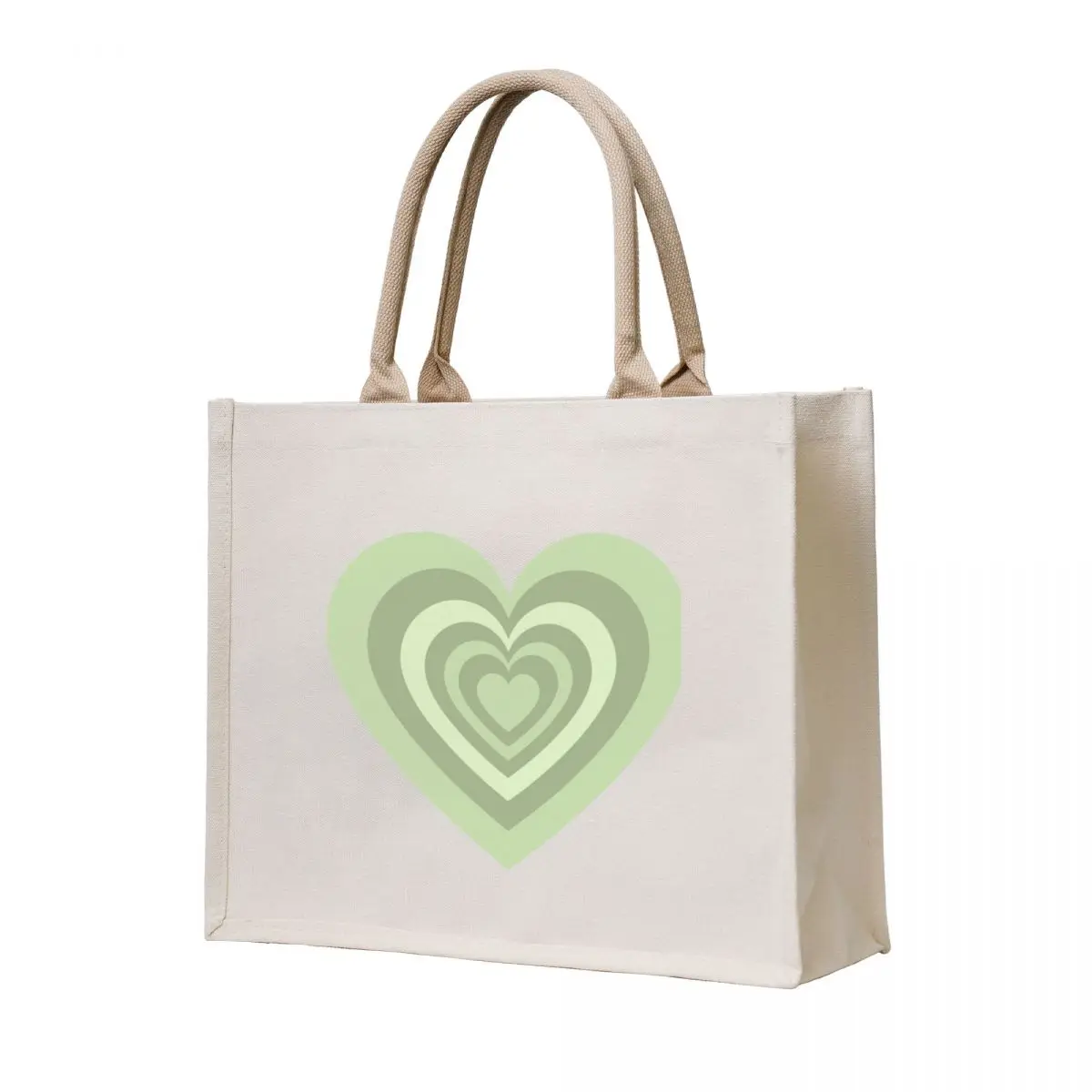 

Heart Pattern Sage Green Tote Bag Canvas supermarket folding bag shoping bag shopping bags foldable