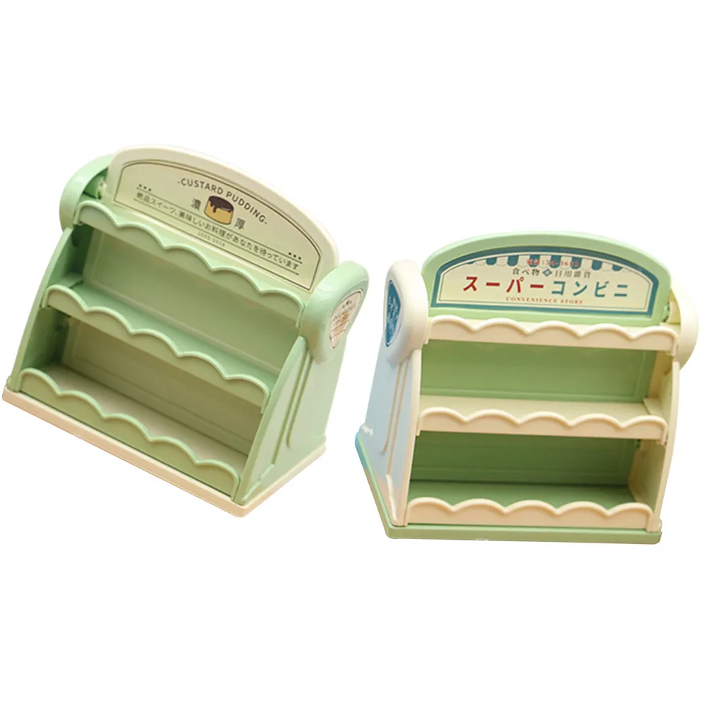 

2Pcs Miniature Shelf Furniture Mini House Storage Rack Decorative Accessories for Living Room Bedroom Micro Landscape Garden