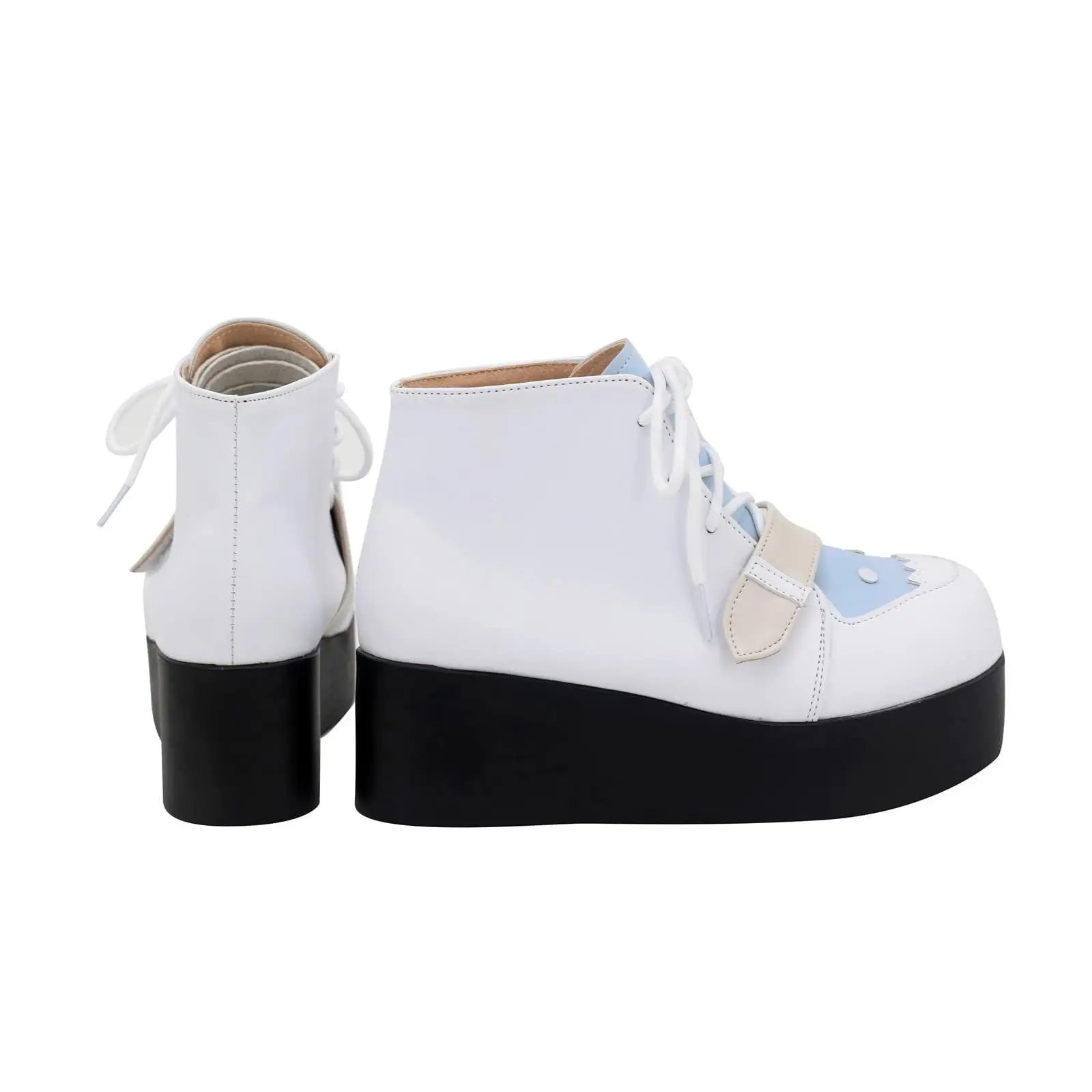 Hololive-合成皮革のコスプレブーツ,白と青,ハロウィーンの靴