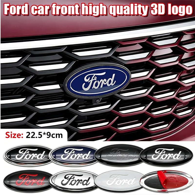 Emblema frontal do carro, adesivo de logotipo para porta-malas, para Ford Transit, Ecosport, ESCORT, Fiesta, Focus, Ranger, Mondeo, Mustang, acessórios automotivos