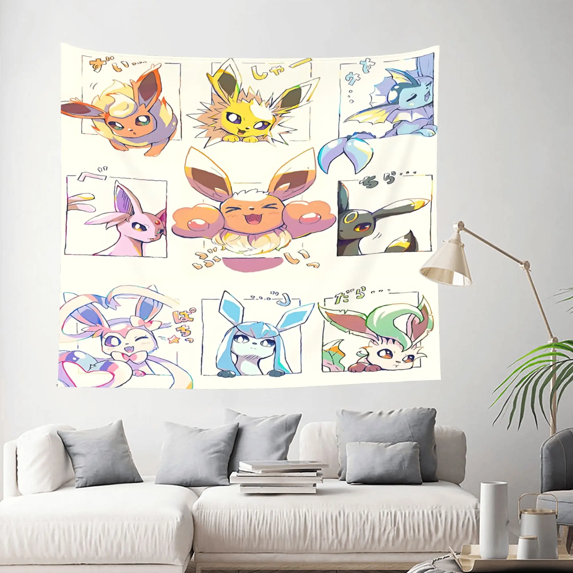 Customized Pokemon Eevee Eeveelution cutecore Tapestry Bedroom Decoration  Wall Hanging Blanket Tapestry Cool Stuff For Room