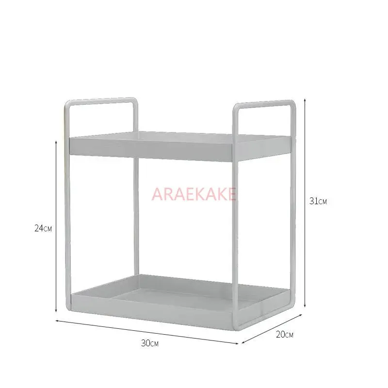 

1pcs Dark green multi-layer wrought iron kitchen seasoning jar storage rack, bathroom countertop organizing rack, simple design