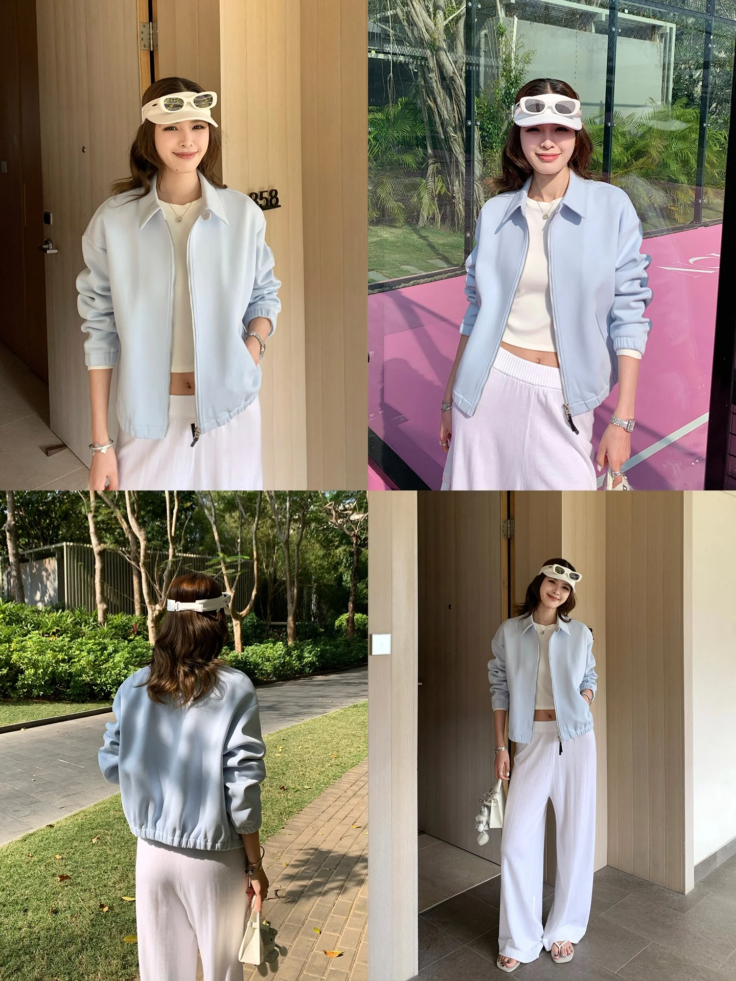 Jaqueta de Trabalho Feminina Xzichic com Zíper Duplo em Couro, Nova, com Gola Reversível, Mistura de Algodão e Poliéster, Roupa de Primavera