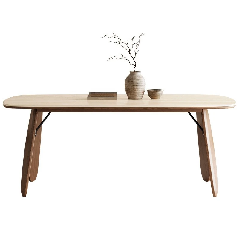 

Solid wood dining table 2025 new rock slab family household small apartment travertine American medieval table