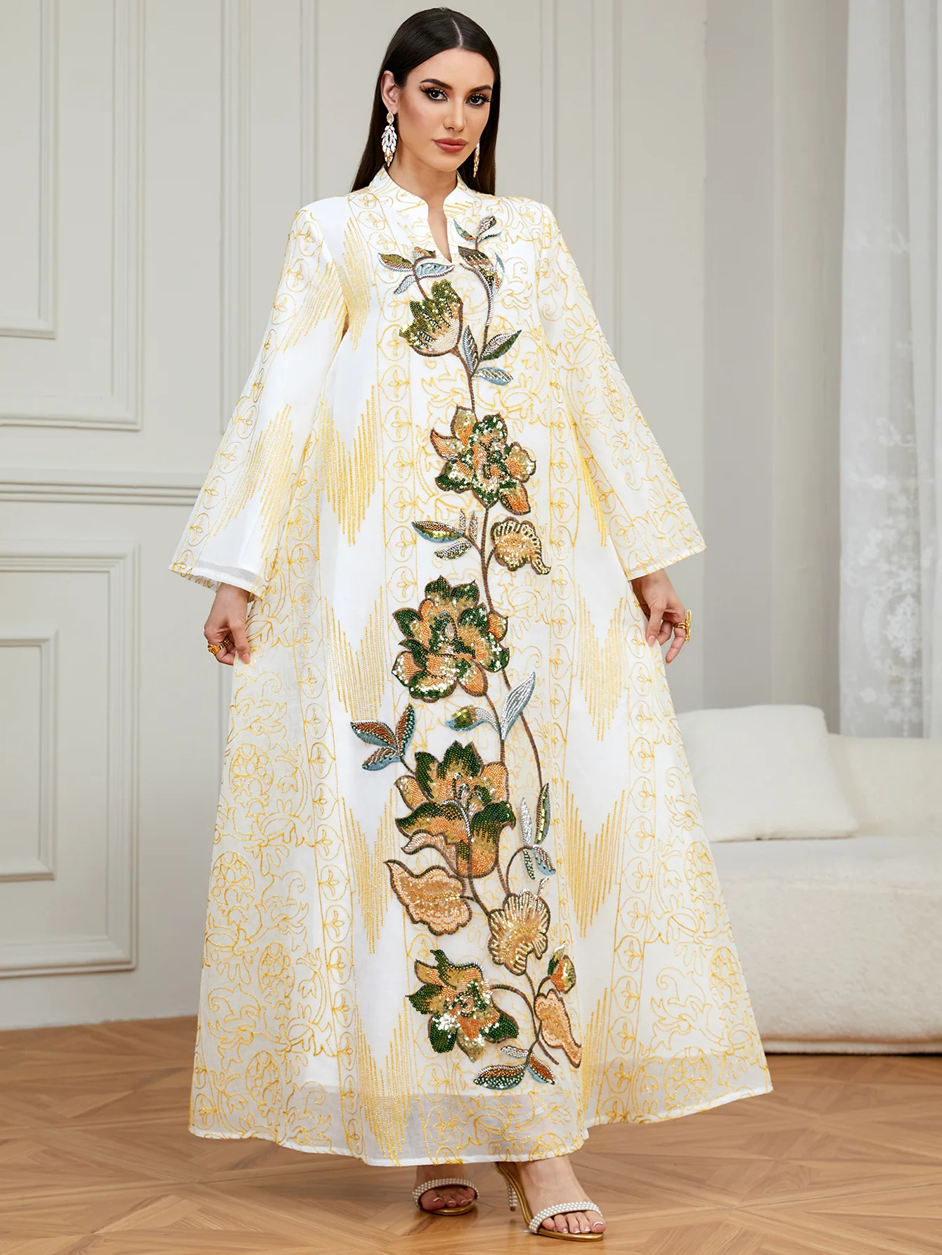 

Dubai Jalabiya Kebaya Embroidery Abaya Loose Evening Party Women Dress Robe Islam Clothing Muslim Ramadan Kaftan Morocco Gown