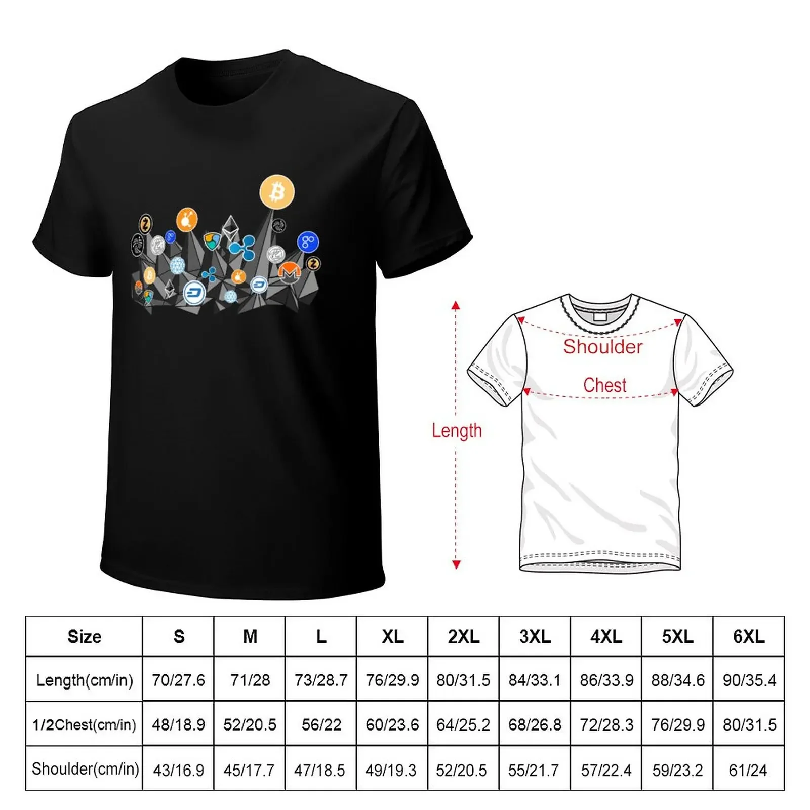 Cryptocurrency t-shirt. Digital currency. Mountain T-Shirt oversizeds blanks mens tall t shirts