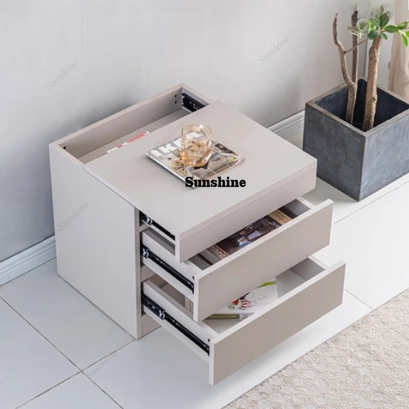 

App or magnetic card bedside table Hidden anti-theft drawers Storage locker side table nordic mesita de noche bedroom furniture