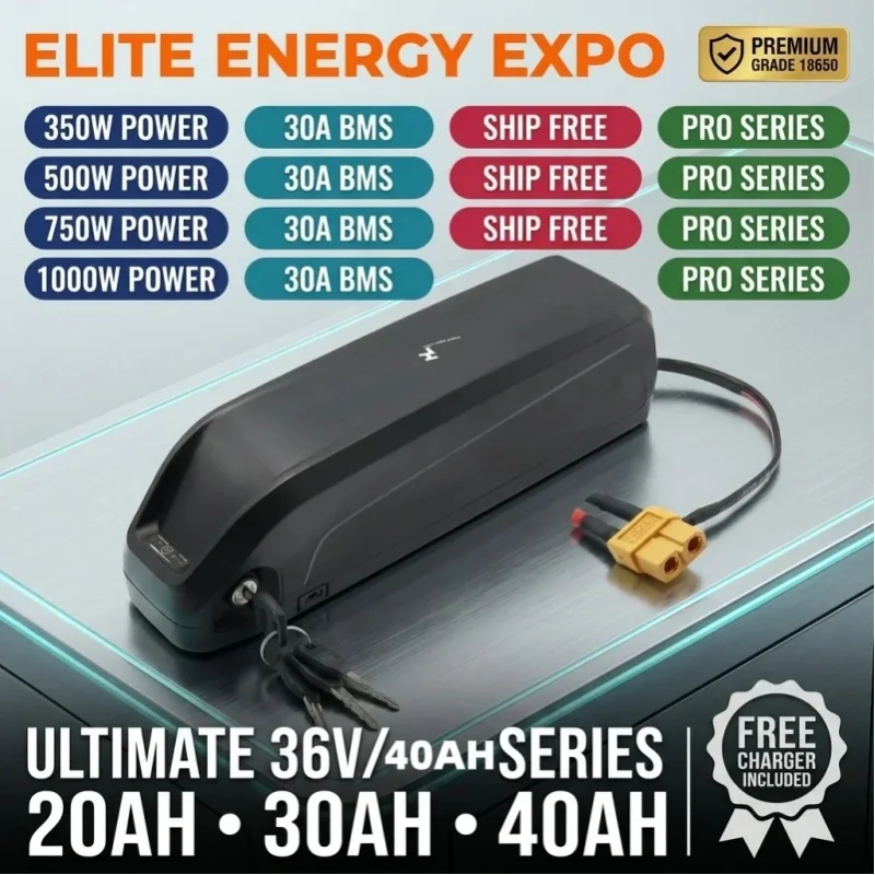 LIDIKALA Hailong DP-9 36V 40Ah E-Bike Lithium-Ionen-Akku mit integriertem BMS und XT60-Anschluss, kompatibel mit Bafang BBS02 BBS03 TSDZ8 Mittelmotor 750W-1000W, E-Bike-Umbau-Akku