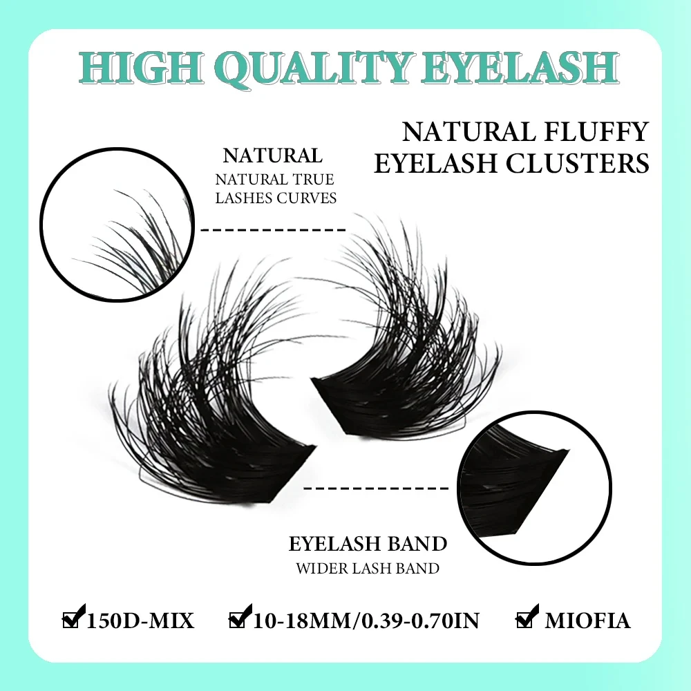 150D/100D/80D/50D Nerz-Wimpern 1 Box/14 Reihen Natürliche DIY Wimpernverlängerung 3D Russische Einzelwimpern-Cluster Wimpernsträhnen – Detail 3