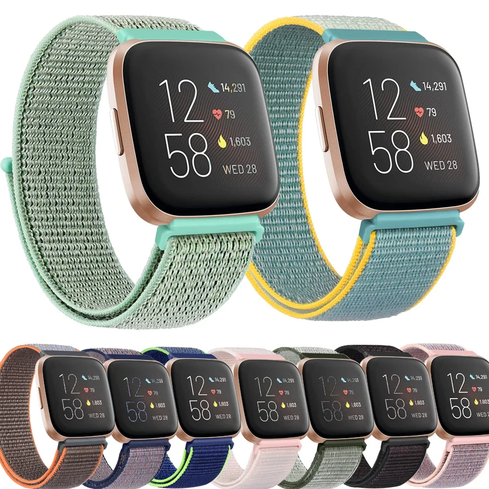 Nylon Solo Loop Strap for Fitbit Versa 3 2 1 Lite Band Sport Adjustable Bracelet for Fitbit Sense Watchband Smartwatch Accessory