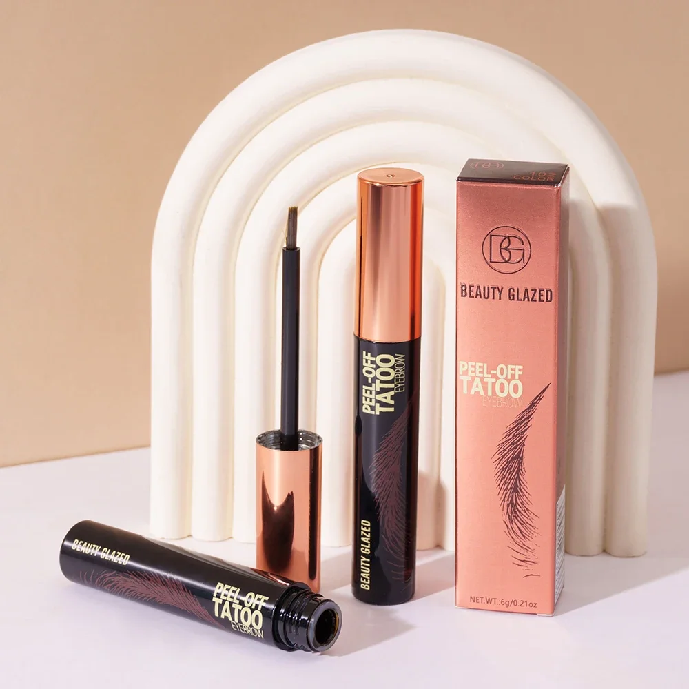BEAUTY GEGLAZUURD 3-kleuren Langdurige waterdichte Peel-Off Tattoo Wenkbrauwgel Semi-permanente natuurlijke wenkbrauw