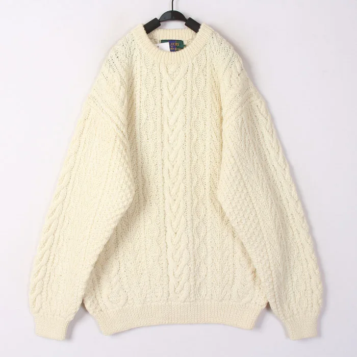 

Vintage Autumn Winter White 3D Crochet Wheat Dots Open Cardigan Sweater Women's Loose Fit Long Sve round Ne Woolen Knitwear