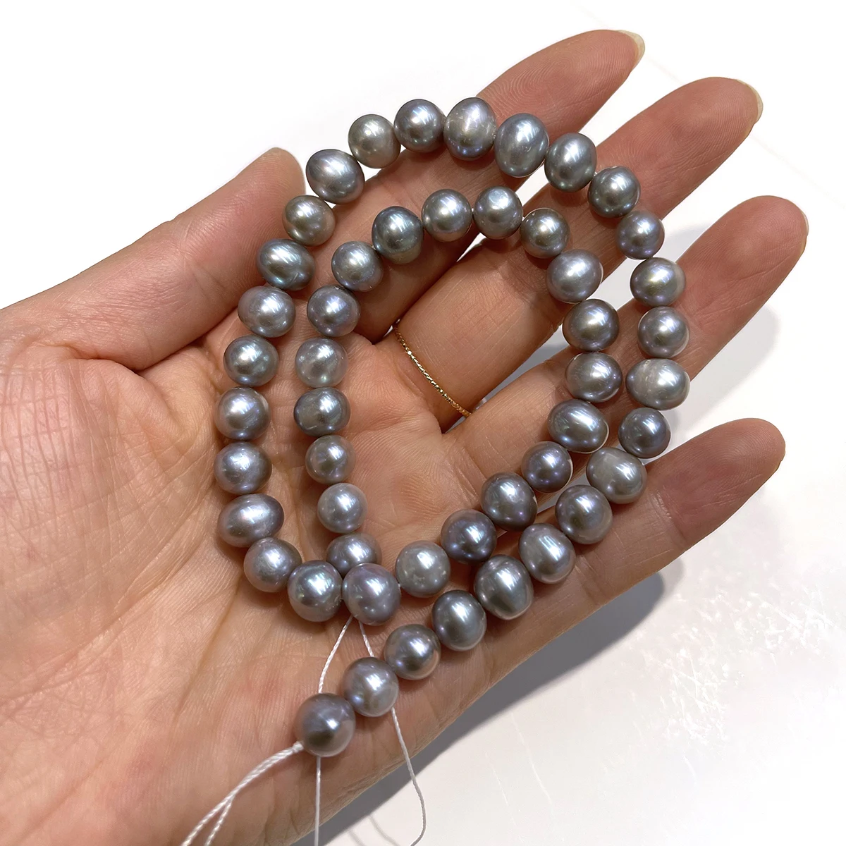 Natural Freshwater Pearl Gray Punched Beads (Irradiated) 8-9mm Women for Jewelry Making DIY Necklace Bracelet Earrings Accessory