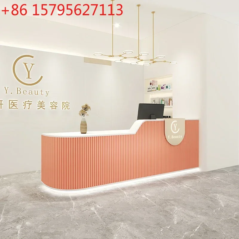 

ss newLight Luxury Beauty Salon Cashier Clothing Store Arc Shop Modern Reception Table Reception