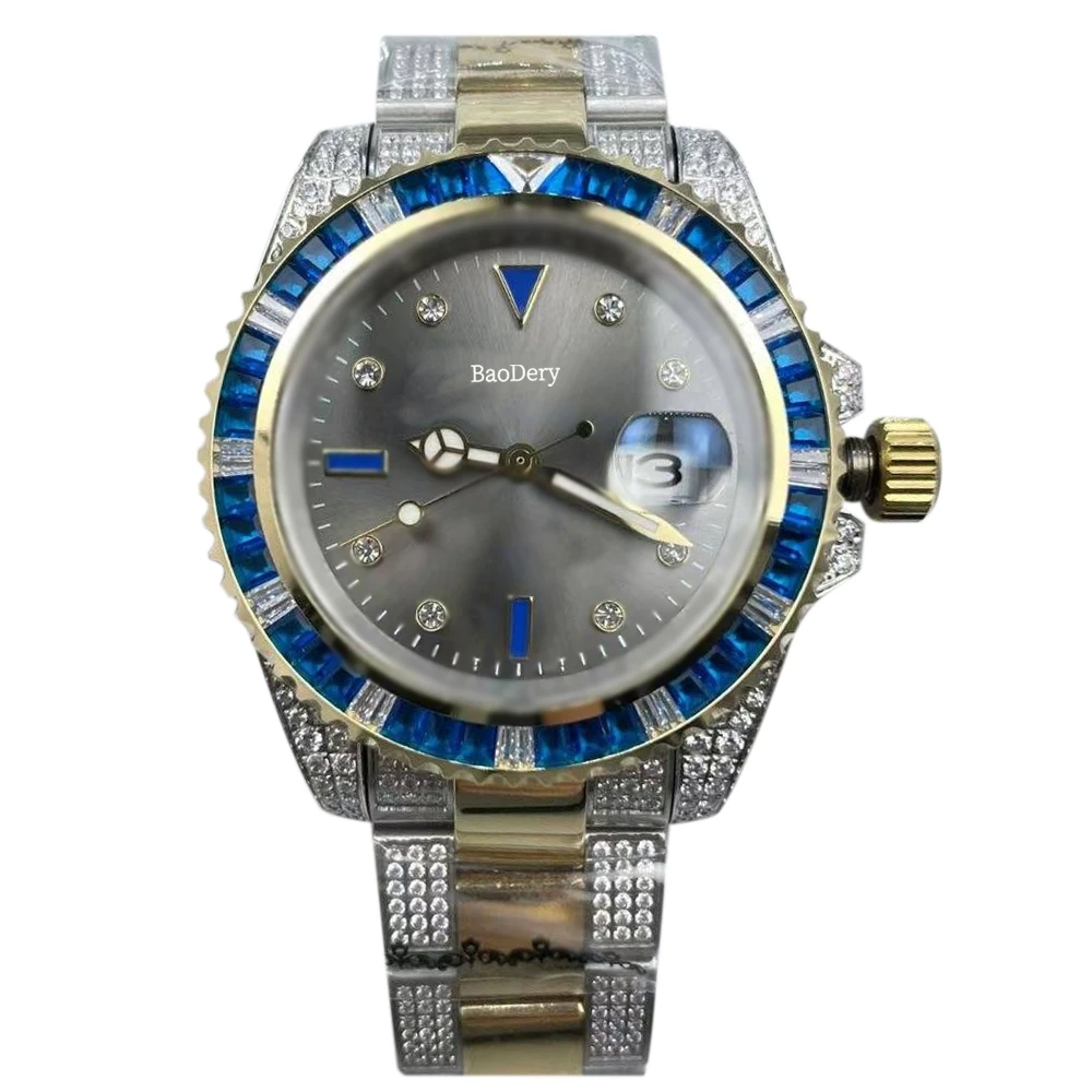 40mmMechanical Watches Stylish Men\'s Stainless Steel Watch – Chronograph Design with Auto Date, Ideal for Business and Luxury