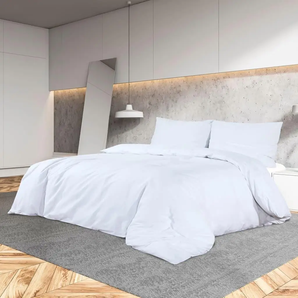 White Cotton Duvet Cover Set 225x220 cm - Luxurious Bedding Ensemble