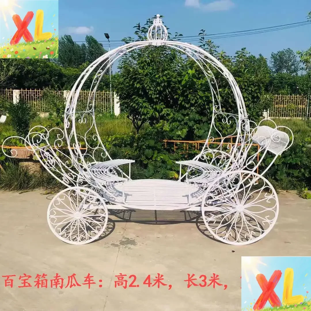 New wedding wrought iron props pumpkin cart large wrought iron props ornament outdoor wedding princess carriage decoration