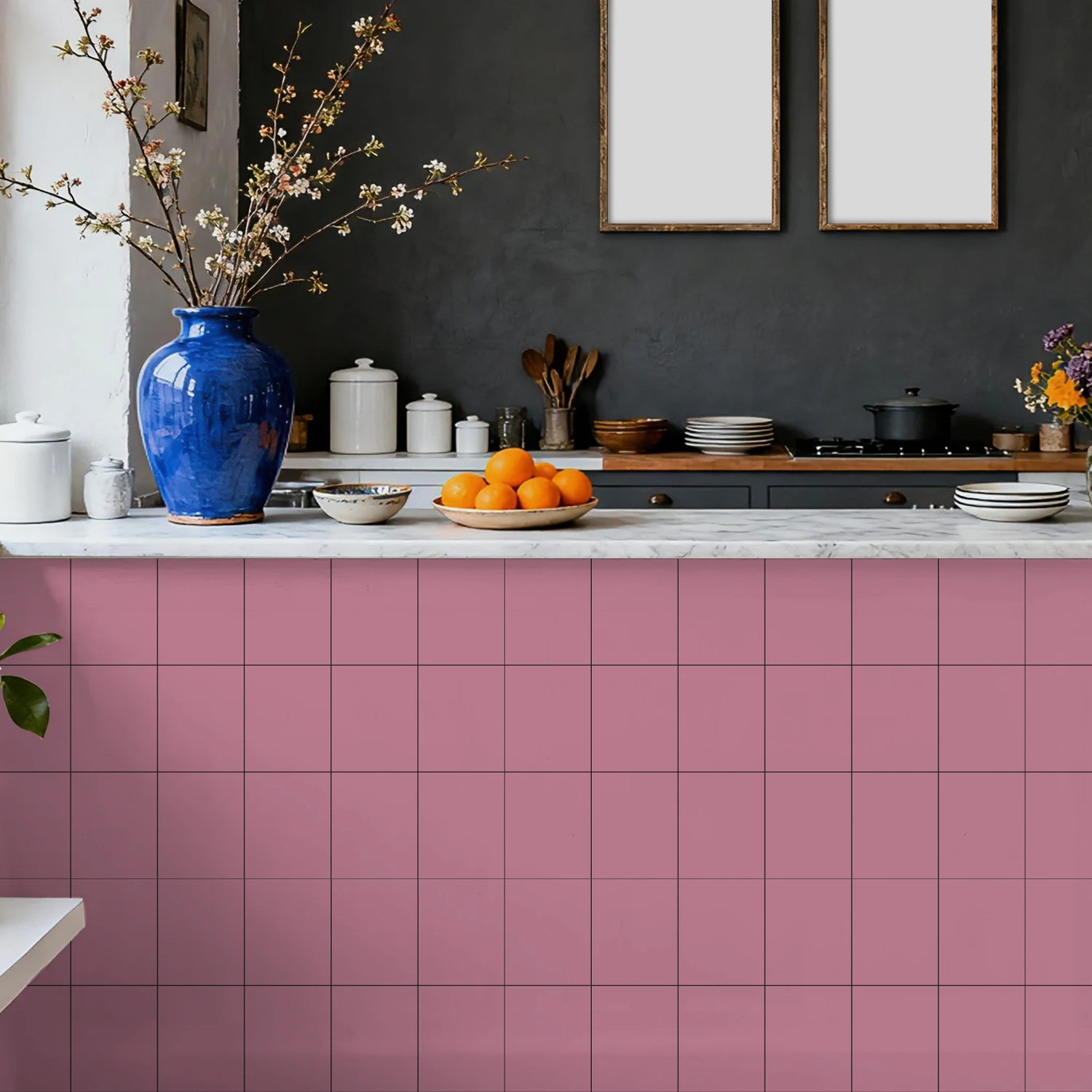 

Solid Color Removable Wall Tile Stickers for Kitchen Bathroom, Renter-Friendly Home Decor